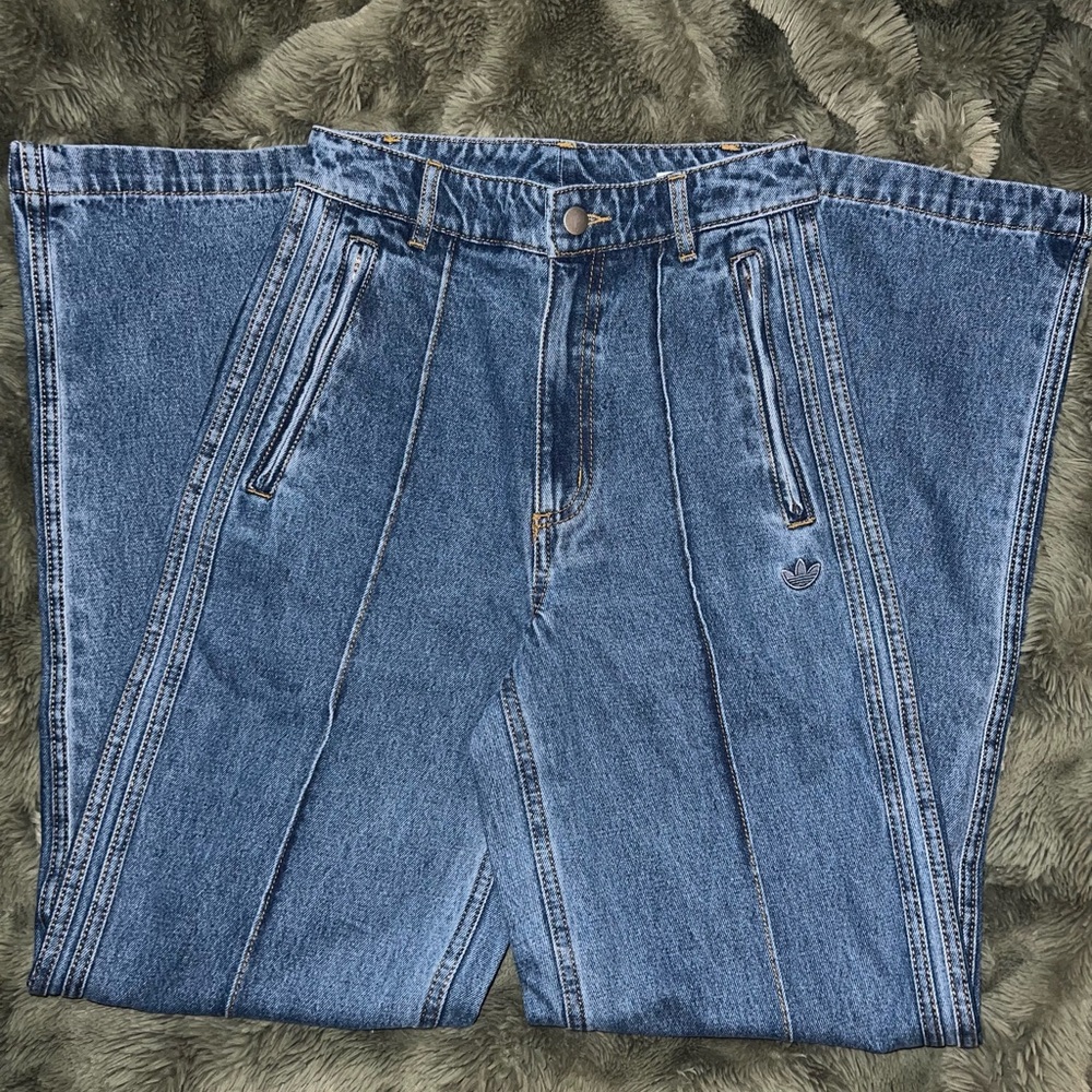 Adidas Blue Denim Straight-Leg Jeans
